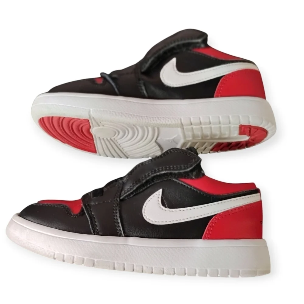 Jordan 1 Low Alt Black Red White Velcro Toddler Size 12C